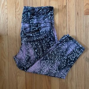 Purple and Black High Waisted Cropped Leggings